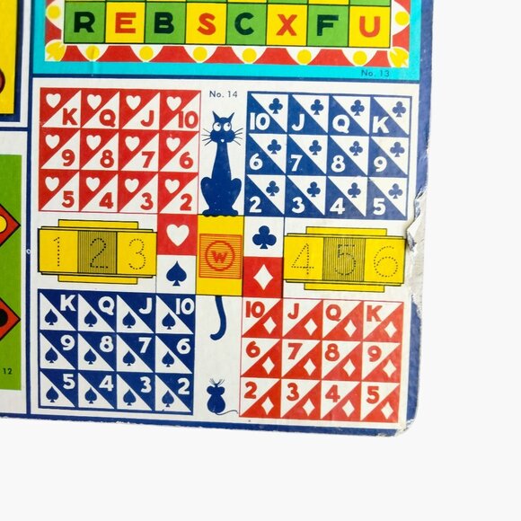 Transogram 9 Men Morris Checkers Game Board Card 2 Sided Vintage 1955 - Picture 7 of 9